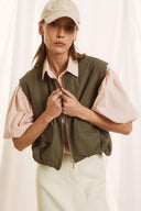 FIGARO Χακί crop utility γιλέκο