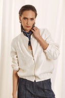 FIGARO εκρού σατέν bomber jacket με κέντημα