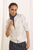 FIGARO εκρού σατέν bomber jacket με κέντημα