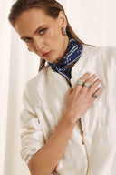 FIGARO εκρού σατέν bomber jacket με κέντημα