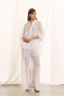EIGHTY2 Λευκό lace detail πουκάμισο
