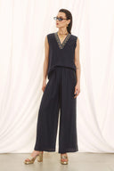 Figaro Μπλε wide leg παντελόνα