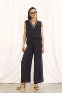 Figaro Μπλε wide leg παντελόνα