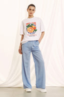 FIGARO Λευκό oversized Fruit print t-shirt