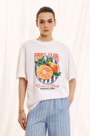 FIGARO Λευκό oversized Fruit print t-shirt