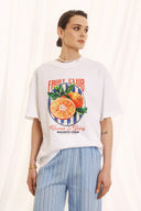 FIGARO Λευκό oversized Fruit print t-shirt