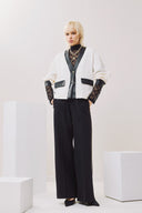 FIGARO Εκρού contrast trim ζακέτα με κουμπιά