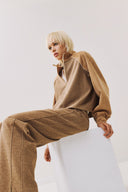 FIGARO Camel Jacket με Συνδυασμό Υφασμάτων