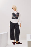 FIGARO Μαύρο floral corset top