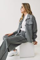 EIGHTY2 Γκρί jacket με HOPE μπουκλέ λεπτομέρεια