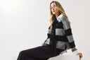 FIGARO Γκρι sequin stripe polo top