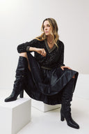 FIGARO Μαύρο V-neck sequin top