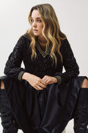 FIGARO Μαύρο V-neck sequin top