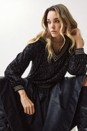 FIGARO Μαύρο V-neck sequin top