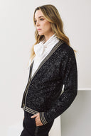 FIGARO Μαύρη sequin varsity cardigan