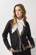 FIGARO Μαύρη sequin varsity cardigan