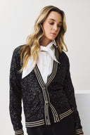 FIGARO Μαύρη sequin varsity cardigan