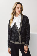 FIGARO Μαύρη sequin varsity cardigan