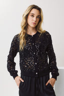 FIGARO  Μαύρο sequin lace cardigan
