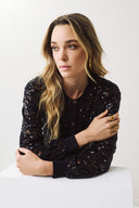 FIGARO  Μαύρο sequin lace cardigan