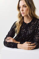 FIGARO  Μαύρο sequin lace cardigan
