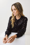 FIGARO  Μαύρο sequin lace cardigan