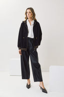 FIGARO Μαύρο loose faux  leather look παντελόνι