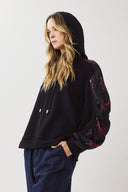 EIGHTY2 Μαύρο hoodie με satin λεπτομέρειες
