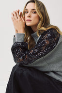 EIGHTY2 Γκρι sequin sleeve sweatshirt