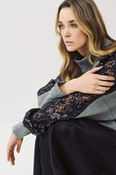 EIGHTY2 Γκρι sequin sleeve sweatshirt