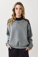 EIGHTY2 Γκρι oversized sweatshirt με lace detail