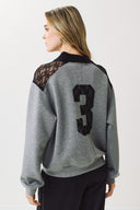EIGHTY2 Γκρι oversized sweatshirt με lace detail