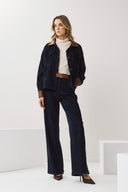 figaro Μπλε wide leg αλκαντάρα παντελόνι