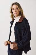 FIAGRO Μπλε jacket με δερματίνη λεπτομέρειες