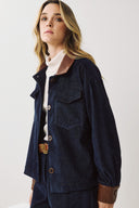 FIAGRO Μπλε jacket με δερματίνη λεπτομέρειες
