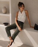 Χακί Mom fit jean soft touch