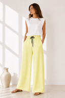 Fluo κίτρινο wide leg παντελόνι φόρμας