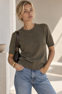 Λαδί fine knit μπλούζα με μεταλιζέ κλωστή
