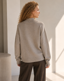 Μπεζ button detail turtleneck sweater