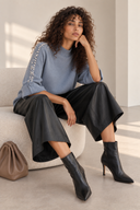 Μαύρη faux leather ζιπ κιλότ με ζώνη