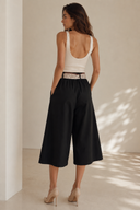 Μαύρο poplin culotte παντελόνα
