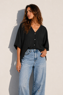 Μαύρο oversized πουκάμισο με κουμπιά