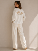 FIGARO Εκρού embroidery πλεκτή ζακέτα