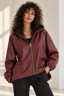 Μπορντό  faux leather hooded jacket
