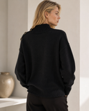 Μαύρη button detail turtleneck sweater