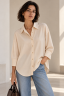 Βανίλια ασύμμετρο oversized πουκάμισο