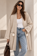 Cream longline ζακέτα
