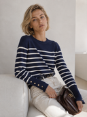 Μπλε striped button knit sweater