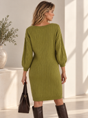 Lime cable knit φόρεμα