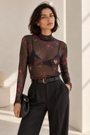 EIGHTY2 Μαύρη heart print mesh μπλούζα
